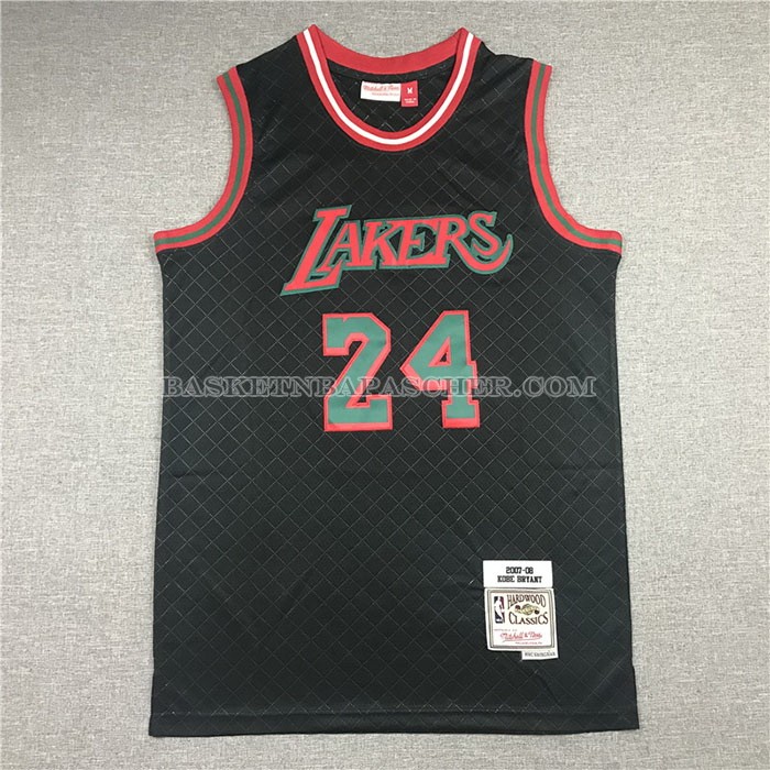 Maillot Los Angeles Lakers Kobe Bryant NO 24 Mitchell & Ness 2007-08 Noir
